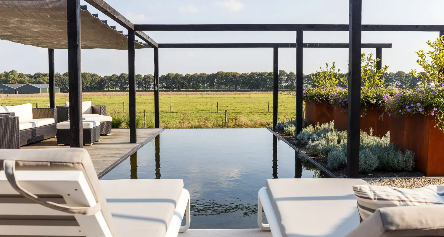 Tuin met uitzicht over weiland